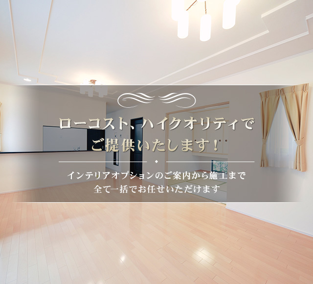 ローコスト、ハイクオリティでご提供いたします！インテリアオプションのご案内から施工まで全て一括でお任せいただけます